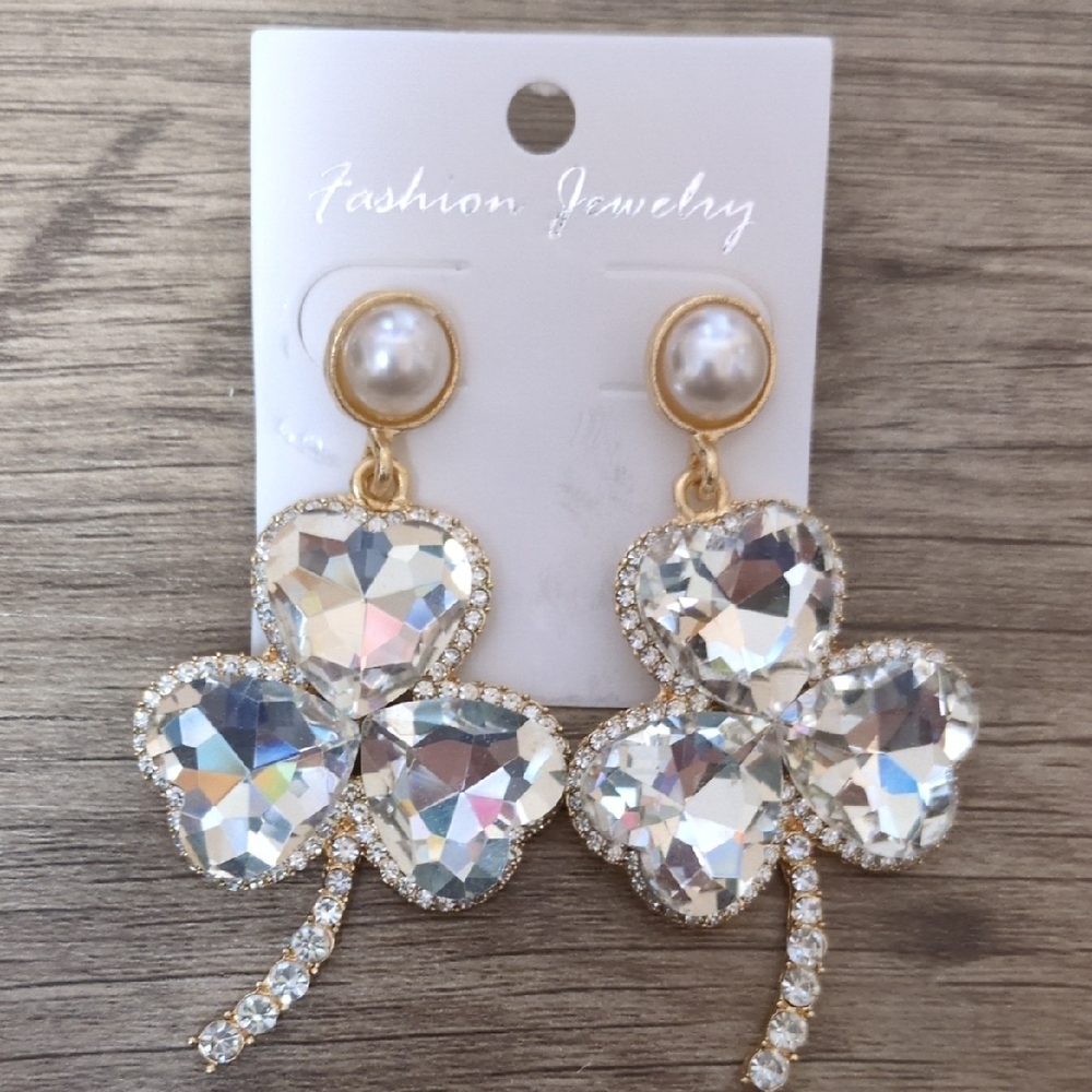 Elegant Gold and Silver Clover Earrings